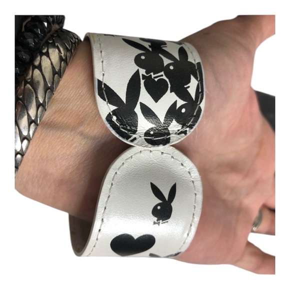 Vintage Playboy Bunny Black and White Leather Band Watch Rare New in Box main image 9